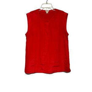 J.Crew Womens Sleeveless Red Blouse Size 10 V-Neck Button Detail Lightweight Top